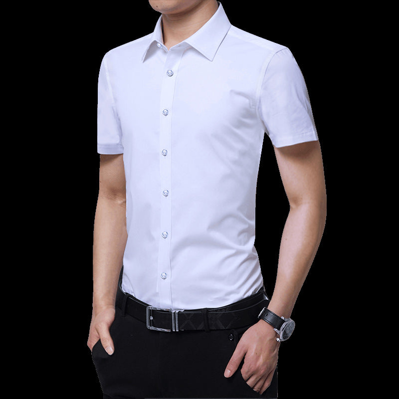 2021 Spring and Autumn New Men's Long Sleeve Shirt Youth Business Men's Lapel Solid Color Thin Non-iron Shirt