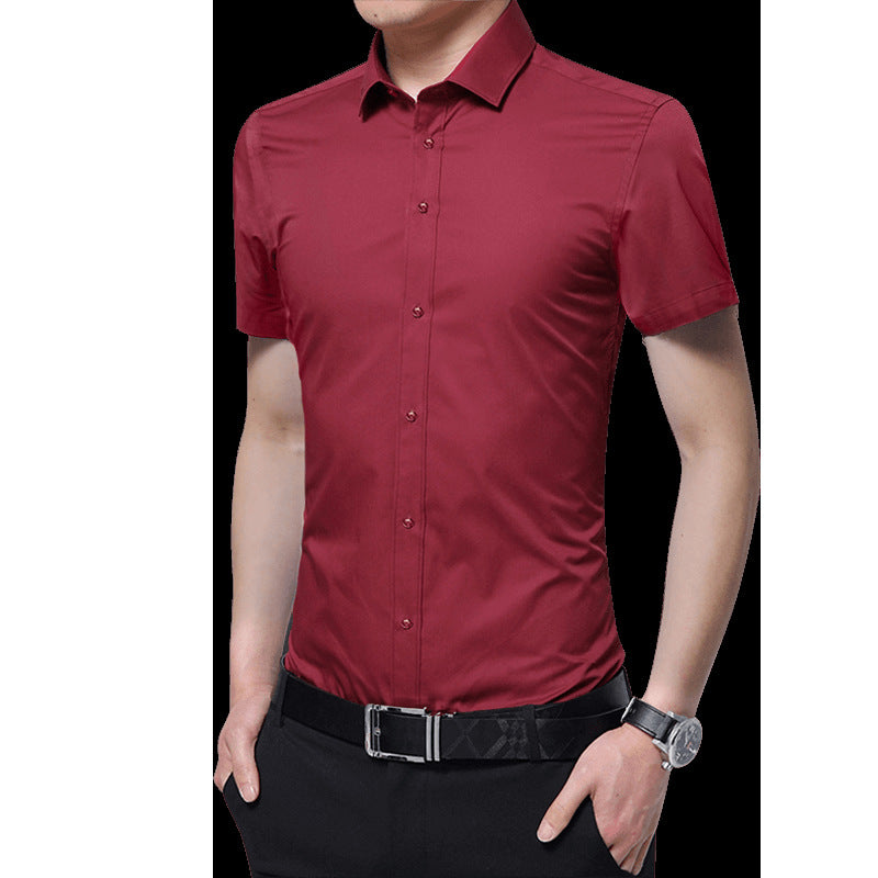 2021 Spring and Autumn New Men's Long Sleeve Shirt Youth Business Men's Lapel Solid Color Thin Non-iron Shirt
