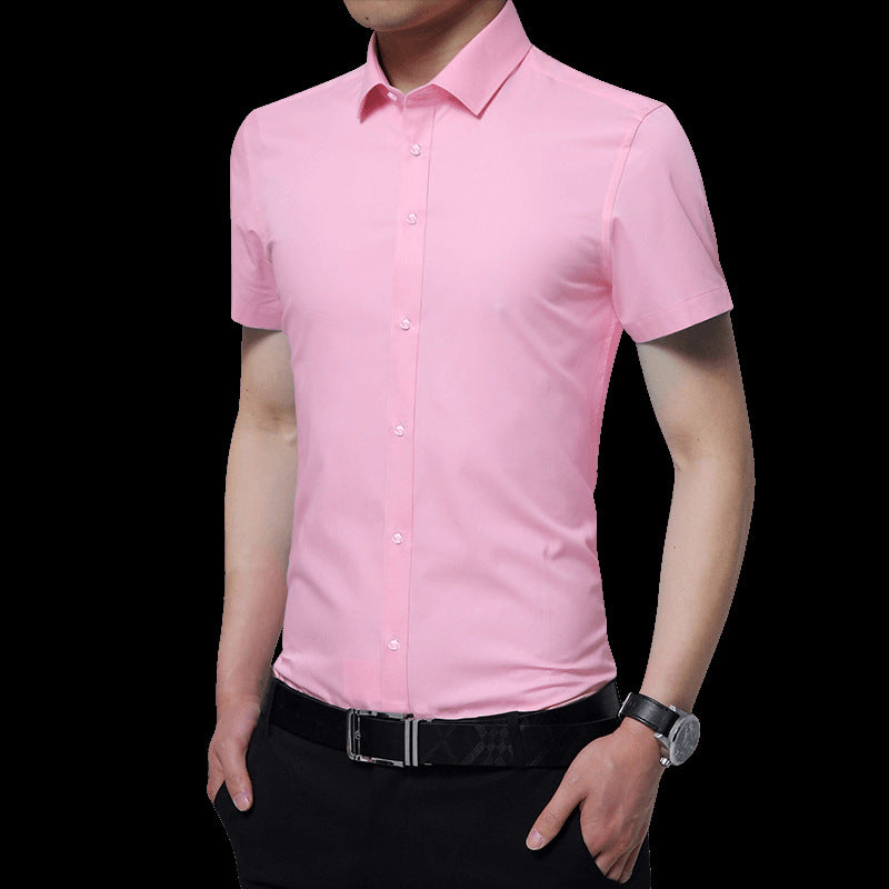2021 Spring and Autumn New Men's Long Sleeve Shirt Youth Business Men's Lapel Solid Color Thin Non-iron Shirt