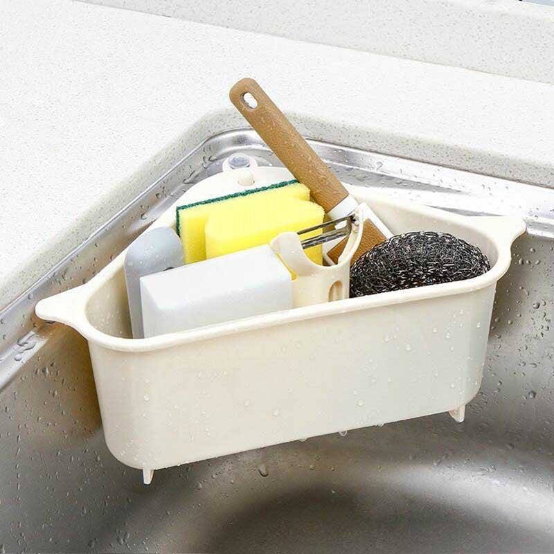 Kitchen vegetable rack household sink drain rack triangle storage rack hanger free punch tray hanging basket