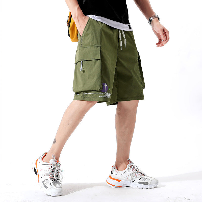 Japanese tide brand summer tooling shorts men 2022 new loose casual five-point pants national tide street men's trousers