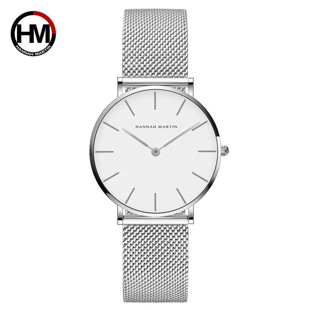 Japan movement stainless steel mesh belt waterproof watch women watches authorized Amazon patented ladies watch