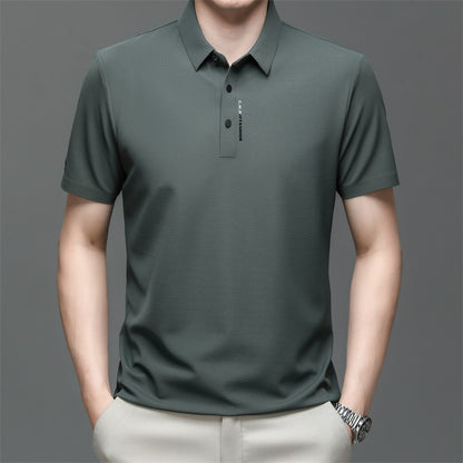 POLO shirt men's short-sleeved T-shirt summer 2023 new ice silk thin section slim men's lapel trendy brand T-shirt