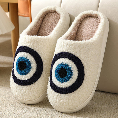 New Winter Cotton Slippers Home Comfortable Devil's Eye Men and Women Couples Thick Bottom Warm Indoor Slippers Wholesale