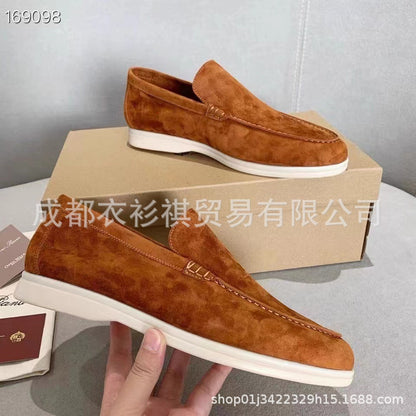 Men's summer loafers, casual flat shoes, slip-on driving shoes, cross-border large-size toe shoes