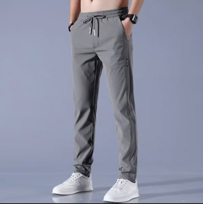 Ice silk pants men's summer thin section breathable air-conditioning casual pants men's straight loose large size quick-drying sports trousers