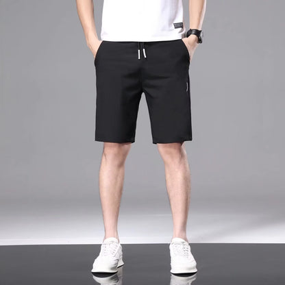 Ice silk casual shorts men's trendy quick-drying summer thin section slim fit simple sports beach straight five-point pants