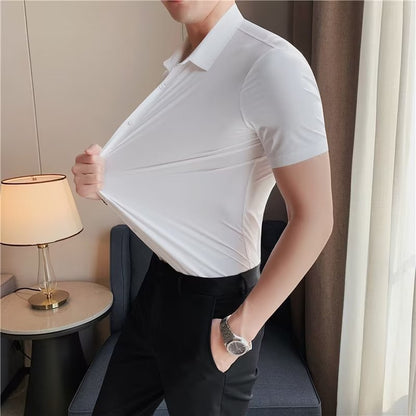 Men's shirt long sleeve summer slim elastic business 2023 new men's suit shirt men spring and autumn inch shirt