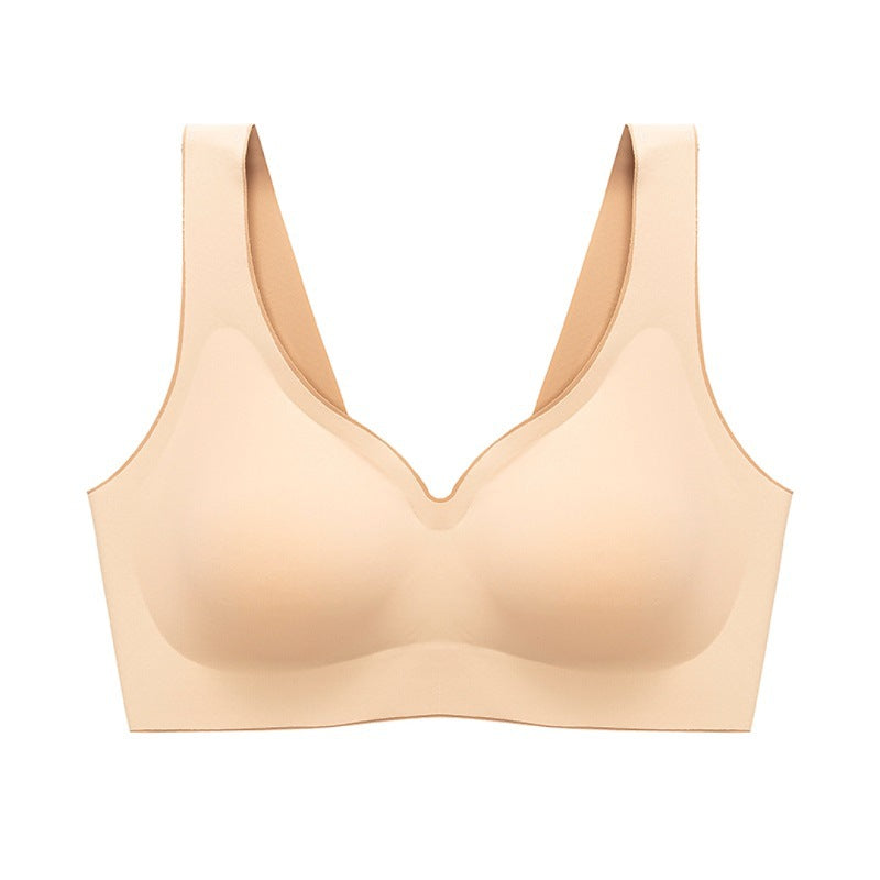 Non-marking latex underwear women's non-steel ring small chest gathered pair of breasts anti-sagging sports girls' summer thin section