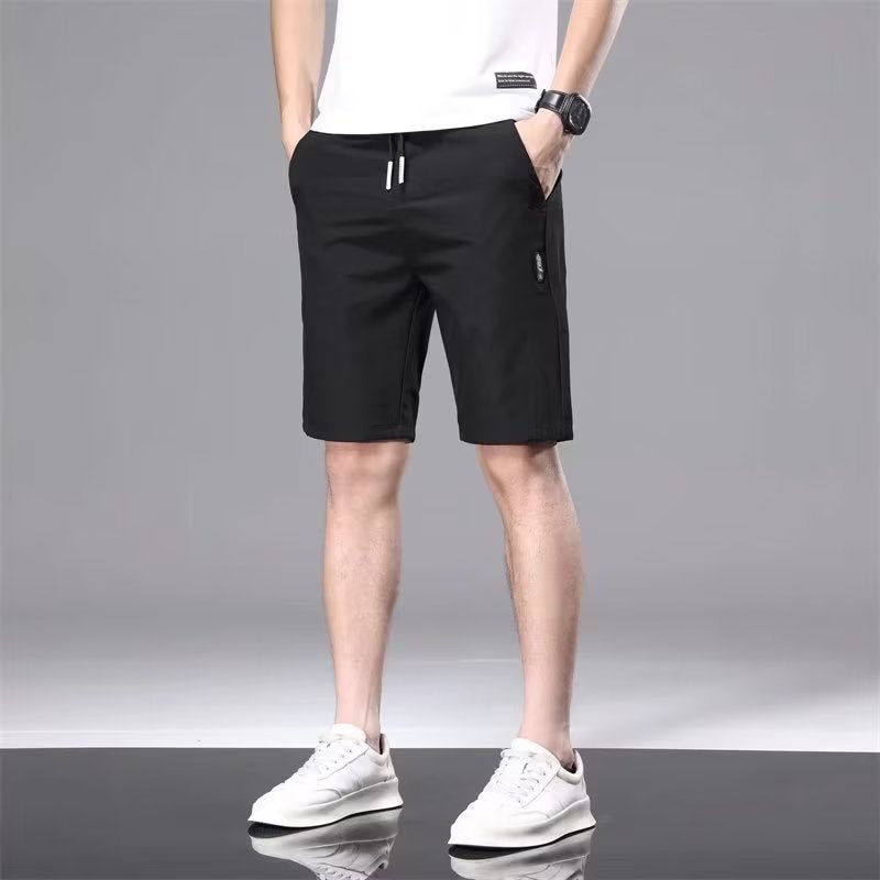 Ice silk casual shorts men's trendy quick-drying summer thin section slim fit simple sports beach straight five-point pants