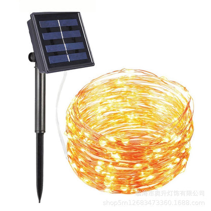 LED Solar Copper Wire Light String Cross-border New Christmas Day Garden Decoration Lantern String Copper Wire Light String Wholesale