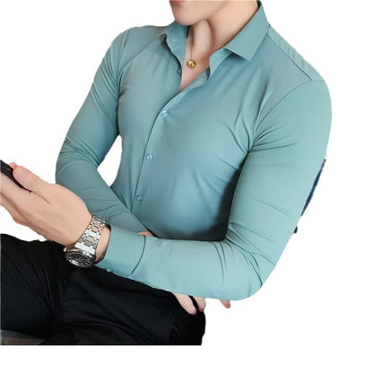 Men's shirt long sleeve summer slim elastic business 2023 new men's suit shirt men spring and autumn inch shirt