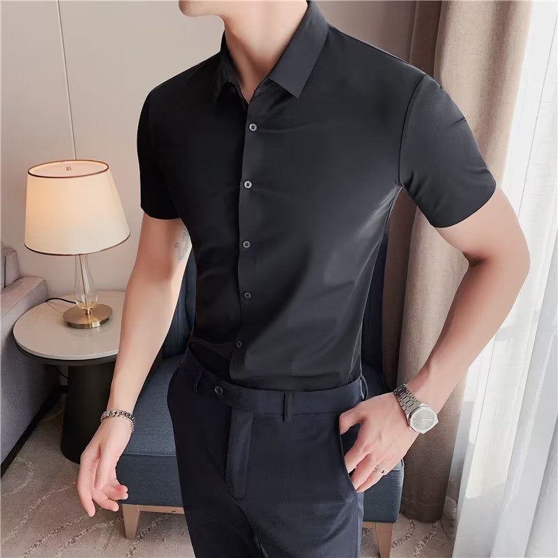 Men's shirt long sleeve summer slim elastic business 2023 new men's suit shirt men spring and autumn inch shirt