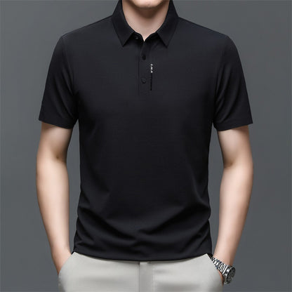 POLO shirt men's short-sleeved T-shirt summer 2023 new ice silk thin section slim men's lapel trendy brand T-shirt