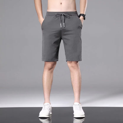 Ice silk casual shorts men's trendy quick-drying summer thin section slim fit simple sports beach straight five-point pants