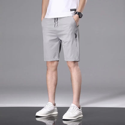 Ice silk casual shorts men's trendy quick-drying summer thin section slim fit simple sports beach straight five-point pants