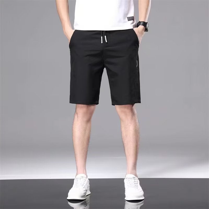 Ice silk casual shorts men's trendy quick-drying summer thin section slim fit simple sports beach straight five-point pants