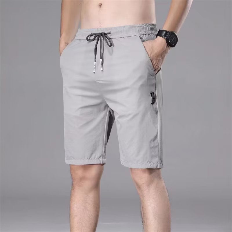 Ice silk casual shorts men's trendy quick-drying summer thin section slim fit simple sports beach straight five-point pants