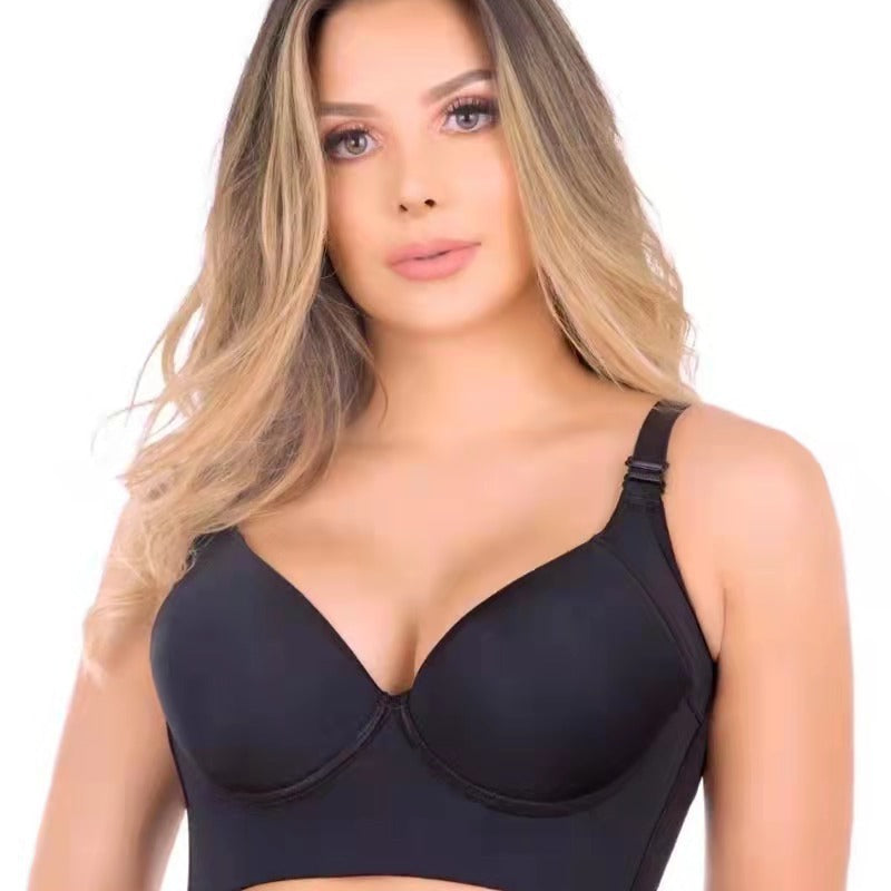 popular European and American smooth large size deep V underwear steel ring gathers breathable side breasts to prevent sagging foreign trade bra