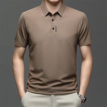 POLO shirt men's short-sleeved T-shirt summer 2023 new ice silk thin section slim men's lapel trendy brand T-shirt