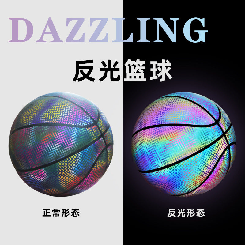 Manufacturer wholesale three-ring reflective basketball No. 7 Douyin internet celebrity same style luminous fluorescent blue ball lanqiu