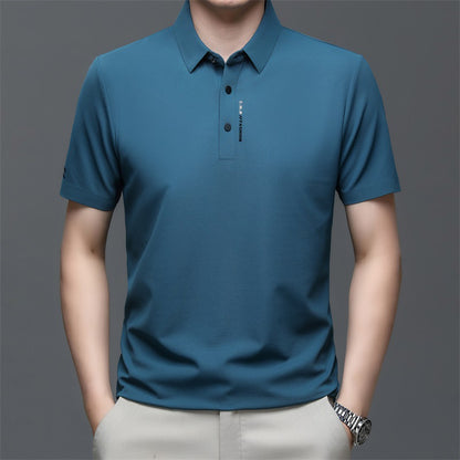 POLO shirt men's short-sleeved T-shirt summer 2023 new ice silk thin section slim men's lapel trendy brand T-shirt