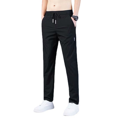 Ice silk pants men's summer thin section breathable air-conditioning casual pants men's straight loose large size quick-drying sports trousers