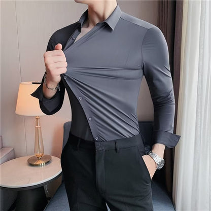 Men's shirt long sleeve summer slim elastic business 2023 new men's suit shirt men spring and autumn inch shirt