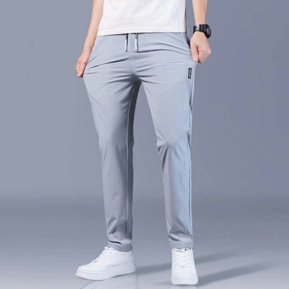 Ice silk pants men's summer thin section breathable air-conditioning casual pants men's straight loose large size quick-drying sports trousers